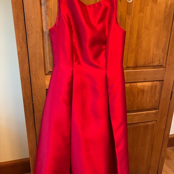 Adrianna Papell Red Mikado Dress Size 8 - Picture 4 of 12